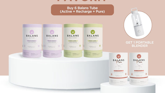 Balans Gut & Glow Bundling Set with Portable Blender | 6 mix Tube of Collagen & Pre / Probiotic Drink with Portable Blender